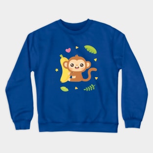 Cute Monkey and Banana Tropical Vibes Crewneck Sweatshirt